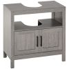 kleankin Under Sink Storage Cabinet Pedestal Bathroom Vanity 2 Doors Shelf Organizer Gray