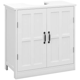 kleankin Bathroom Sink Cabinet, Pedestal Sink Cabinet with Adjustable Shelf, White