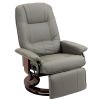 HOMCOM Adjustable Swivel Recliner Armchair, Faux Leather Manual Recliner with Footrest, Armrest and Wood Base for Living Room, Gray