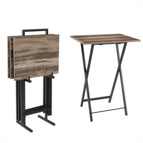 5 Piece Folding TV Tray Table Set,Foldable Sofa Side Table,End Table,Snack Table,Space Saving