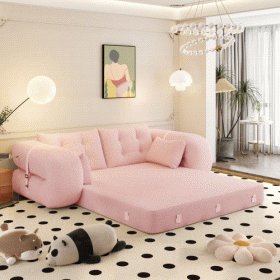 Human Dog Bed, Lazy Sofa Couch, 78.7" Multi-Functional Foldable Sofa Bed, 3-in-1 Teddy Fabric Foam-Filled Sleeper Sofa Bed for Living Room,Guest Bed