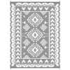 Outsunny Reversible Outdoor Rug, Waterproof Plastic Straw with Carry Bag, 9' x 12', Gray & White Rhombus Patchwork