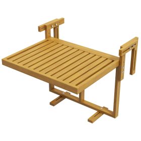 Outsunny Adjustable Hanging Deck Table Natural Wood Frame Space Saving Design for Patios and Balconies
