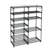 7-Tier Space-Saving Shoe Rack, Holds up to 21 Pairs, Black