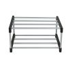 (6 pack)2 Tier Shoe Rack, Black and Silver, 4 Pairs of Shoes, Iron Poles & Plastic Connectors