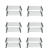 (6 pack)2 Tier Shoe Rack, Black and Silver, 4 Pairs of Shoes, Iron Poles & Plastic Connectors