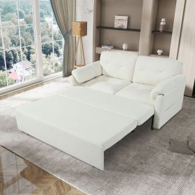 Convertible Pull Out Sofa Bed Queen Size, 3-in-1 Convertible Sleeper Couch with Thicked Cushions and Side Storage