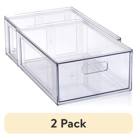 (2 pack)Clear Glossy Plastic Pull-Out Closet Drawer Medium Size, Adult Size
