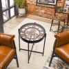 Industrial Style Mechanical Clock Coffee Table, Side Table, Glass Metal End table for living room, bedroom, Office