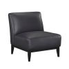 Leather Upholstered Accent Chair Black Cushion Seat Back Solid Wood Luxurious Living Room Furniture 1pc Durable Comfort Chair