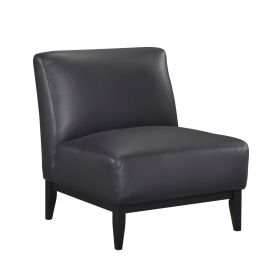 Leather Upholstered Accent Chair Black Cushion Seat Back Solid Wood Luxurious Living Room Furniture 1pc Durable Comfort Chair