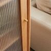 Solid Oak Storage Cabinet for Living Room - Free-Standing Corner Cabinets Storage Table with Vintage Glass Door,2 Shelves