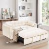 64.9"3-in-1 foldable large size sofa bed, modern velvet double sofa, sofa bed with adjustable back, storage bag and pillow, suitable for living room
