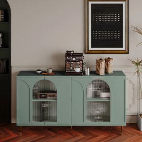 Accent Cabinet Lacquered Wooden Cabinet with 4 Glass Doors Sideboard Buffet Server Cabinet Storage Cabinet, for Living Room, Entryway, Hallway, Office
