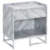 White Printed Faux Marble and Chrome Accent Table