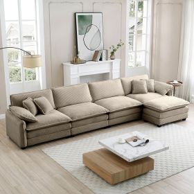 Corduroy Sofa Modern Upholstered 4 Seater with with 1 Footstool Corduroy Fabric Sofa,Office Living Room Apartment Comfort Sofa