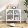 Metal Sideboard Cabinet,Accent Storage Cabinet with 2 Glass doors,Modern Coffee Bar Cabinet with Adjustable Shelves 154 lbs Capacity for Kitchen