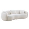 Modern Curved Living Room Sofa; 4-Seat Boucle Fabric Couch for Bedroom; Office; Apartment; White