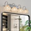 Brushed Nickel Finish Vintage Crystal Vanity Light - Elegant 4-Light Bathroom Mirror Fixture with Clear Glass Shades