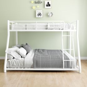 Metal Bunk Bed Twin Over Full Size with Removable Stairs, Heavy Duty Sturdy Frame with 12" Under-Bed Storage for Teen & Adults, Teens