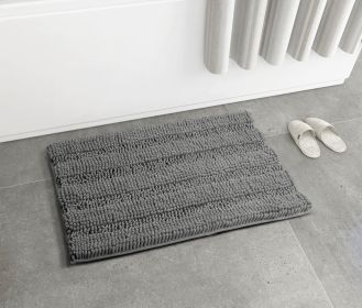Bath Mat Rug; Bathroom Rug; Bath Mat Non-Slip; Soft Chenille Shower Mats for Bathroom; Super Water Absorbent; Machine Washable; (Dark gray; 50" x