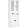61" Freestanding Kitchen Pantry, Traditional Style Storage Cabinet with Soft Close Doors, Adjustable Shelves, and 2 Drawers, for Living Room