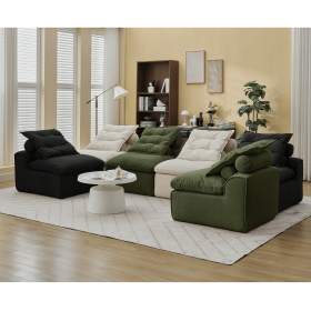 [NEW ARRIVED] [VIDEO PROVIDED]Modular Sofa,No Armrests,At will DIY,Corduroy ,Neck Pillow-Back Lounge Sofa Chair,Reading Nook, or Apartment Living