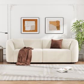 87" Curved Contemporary Sofa in Off-White: Plush Seating, Streamlined Design, and Durable Frame – Ideal for Stylish Living Spaces