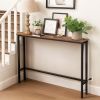 Slim Console Table with Charging Station, 39.4" Narrow Sofa Table with USB Ports & Outlets, Rustic Entryway Table Behind Couch