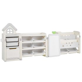 VEVOR Kids Toy Storage with Bookshelf, 4-Tier Large Toy Storage Organizer with 10 Plastic Movable Bins