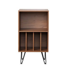 3-Tier Record Player Stand Metal Vinyl Record Stand up to 150 Album Brown