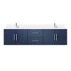 Navy Blue Double Bath Vanity 72 in. W x 22 in. D, Cultured Marble Top, and Faucet Set