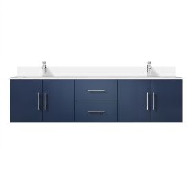 Navy Blue Double Bath Vanity 72 in. W x 22 in. D, Cultured Marble Top, and Faucet Set