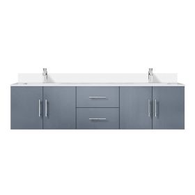 Dark Grey Double Bath Vanity 72 in. W x 22 in. D, Cultured Marble Top, and Faucet Set