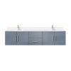 Dark Grey Double Bath Vanity 80 in. W x 22 in. D, White Quartz Top, and Faucet Set