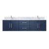 Navy Blue Double Bath Vanity 72 in. W x 22 in. D, Carrara Marble Top, and Faucet Set