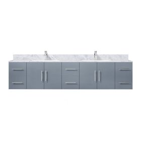 Dark Grey Double Bath Vanity 84 in. W x 22 in. D, Carrara Marble Top, and Faucet Set