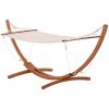 Outsunny 10' Wood Outdoor Hammock, Hammock with Stand Rainbow Bed, Heavy Duty Roman Arc Hammock for Single Person for Patio Backyard Balcony Porch