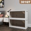 301QT 2-Pack 35.4'' Wide Transparent Plastic Storage Cabinets for Closet Organizers and Storage, Folding Storage Box