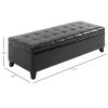 HOMCOM 51" Large Black Storage Ottoman, Rectangular Tufted Faux Leather for Living Room, Entryway, Bedroom
