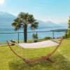 Outsunny 10' Wood Outdoor Hammock, Hammock with Stand Rainbow Bed, Heavy Duty Roman Arc Hammock for Single Person for Patio Backyard Balcony Porch