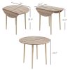 HOMCOM 35" Round Folding Dining Table, Drop Leaf for Small Spaces, Solid Wood Legs, Small Kitchen Table, Oak