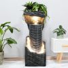 33.4-inch High Modern Outdoor Fountains and Waterfalls with LED Lights