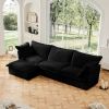 L-Shaped Slipcovered Sectional Sofa Couch, Comfy Deep Seat Cloud Couch with Convertible Ottoman & 2 Big Pillows