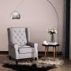 HOMCOM Tufted Accent Chair with High Wingback, Rounded Cushioned Armrests and Thick Padded Seat, Set of 2, Gray
