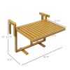 Outsunny Adjustable Hanging Deck Table Natural Wood Frame Space Saving Design for Patios and Balconies