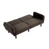 Contemporary Converts to Bed 1pc Futon Sofa Channeled Tufted Back Soft Track Arm Couch W USB