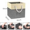 12" Foldable Storage Bins, 4 Piece Set Fabric Closet Drawers Organizer with Cotton Handles for Organizing Shelf Cabinet, Gray