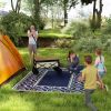 Outsunny Reversible Outdoor Rug, Waterproof Plastic Straw with Carry Bag, 8' x 10', Blue & White Gourd Border