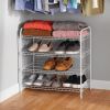 (2 Pack)4-Tier Steel Wire Shoe Organizer, Holds up to 12 Pairs, Arctic White